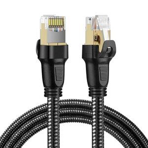*NEW* 50 ft Cat-7 Round Braided Ethernet Cable RJ45 Internet Network LAN
